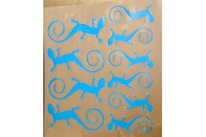 10 Buegelpailletten Geckos Neon blau